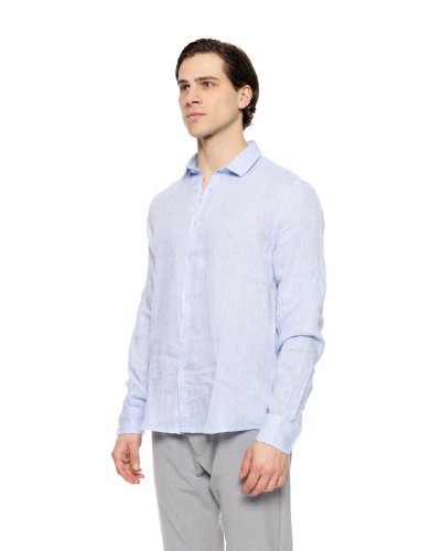 SMART ST' Ανδρικό λινό πουκάμισο με γιακά - 51-203-002