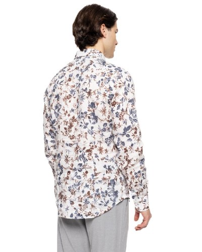 SMART ST' Ανδρικό allover λινό πουκάμισο με γιακά - 51-203-006