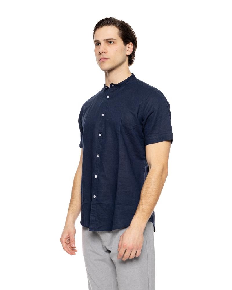 SMART ST' Ανδρικό λινό K/M πουκάμισο με γιακά mao - 51-203-008