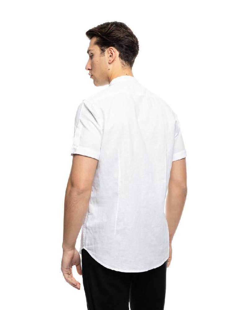 SPLENDID ST'  Ανδρικό λινό κοντομάνικο πουκάμισο με "mao" κολλάρο - 53-203-005