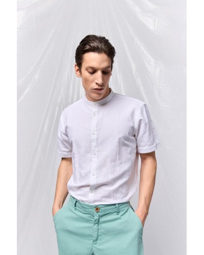 SPLENDID ST'  Ανδρικό λινό κοντομάνικο πουκάμισο με "mao" κολλάρο - 53-203-005