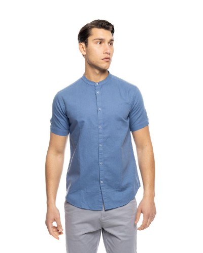 SPLENDID ST'  Ανδρικό λινό κοντομάνικο πουκάμισο με "mao" κολλάρο - 53-203-005