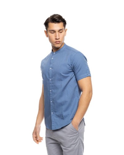 SPLENDID ST'  Ανδρικό λινό κοντομάνικο πουκάμισο με "mao" κολλάρο - 53-203-005