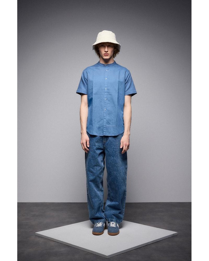 SPLENDID ST'  Ανδρικό λινό κοντομάνικο πουκάμισο με "mao" κολλάρο - 53-203-005