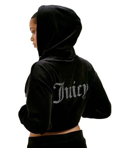 JUICY ICCLE DIAMANTE OVERSIZED CROPPED HOODIE - JCWAS125308-101 JUICY ICCLE DIAMANTE OVERSIZED CROPPED HOODIE - JCWAS125308-101
