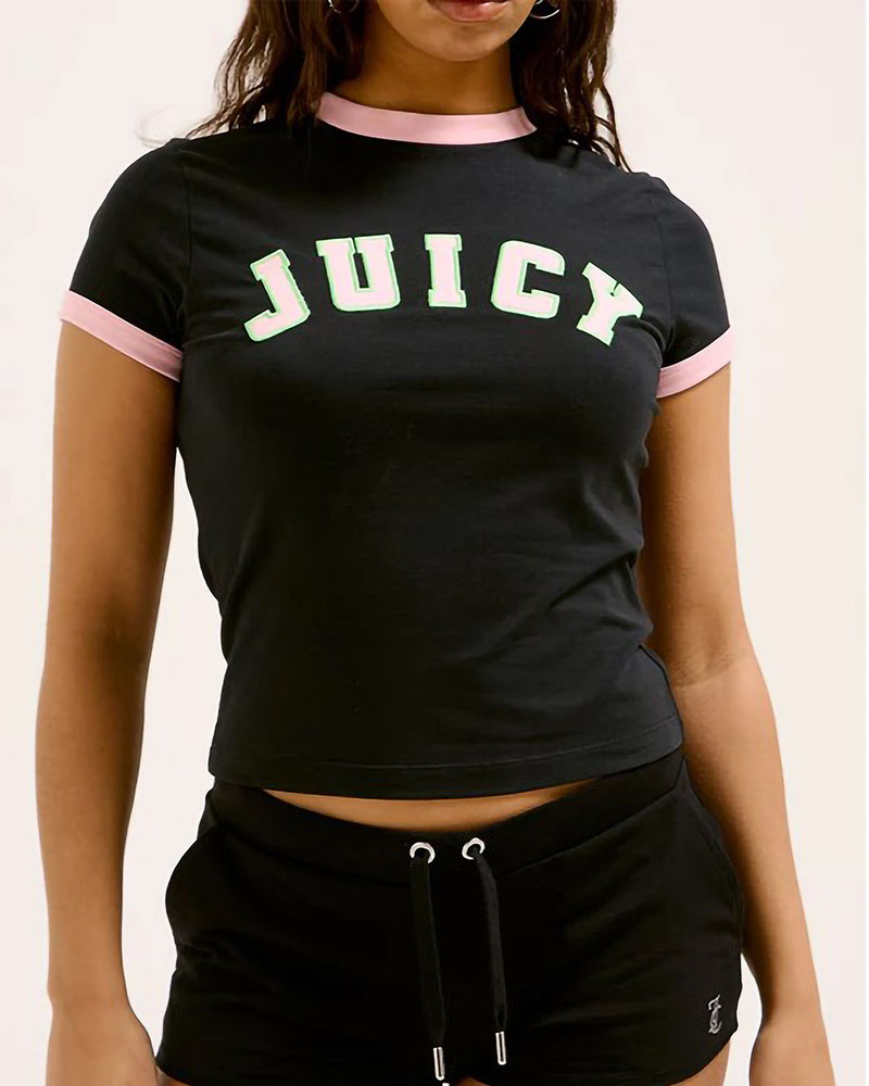 JUICY COLLEGIATE RINGER T-SHIRT - JCWCT125320-101 JUICY COLLEGIATE RINGER T-SHIRT - JCWCT125320-101