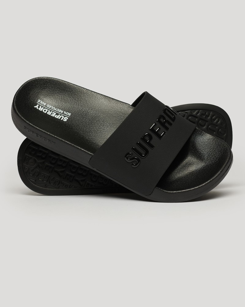 SUPERDRY D2 SDRY LOGO VEGAN POOL SLIDE ΠΑΠΟΥΤΣΙ ΓΥΝΑΙΚΕΙΟ - SD0SHWF310216A000000