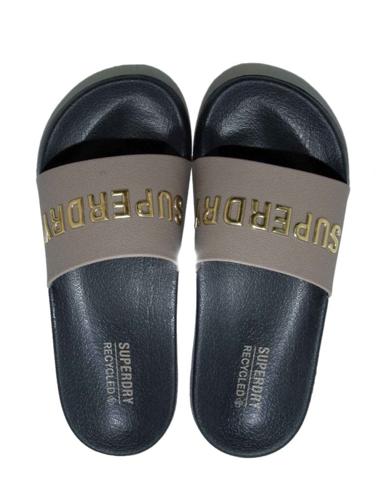 SUPERDRY D2 SDRY LOGO VEGAN POOL SLIDE ΠΑΠΟΥΤΣΙ ΓΥΝΑΙΚΕΙΟ - SD0SHWF310216A000000