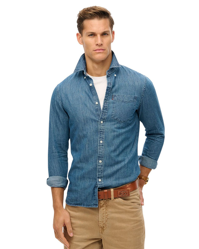 SUPERDRY D1 STUD ESSENTIALS L/S DENIM SHIRT ΠΟΥΚΑΜΙΣΟ ΑΝΔΡΙΚΟ - SD0APM4010997A000000 SUPERDRY D1 STUD ESSENTIALS L/S DENIM SHIRT ΠΟΥΚΑΜΙΣΟ ΑΝΔΡΙΚΟ - SD0APM4010997A000000