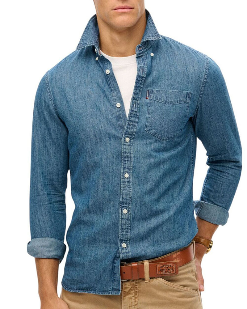 SUPERDRY D1 STUD ESSENTIALS L/S DENIM SHIRT ΠΟΥΚΑΜΙΣΟ ΑΝΔΡΙΚΟ - SD0APM4010997A000000 SUPERDRY D1 STUD ESSENTIALS L/S DENIM SHIRT ΠΟΥΚΑΜΙΣΟ ΑΝΔΡΙΚΟ - SD0APM4010997A000000