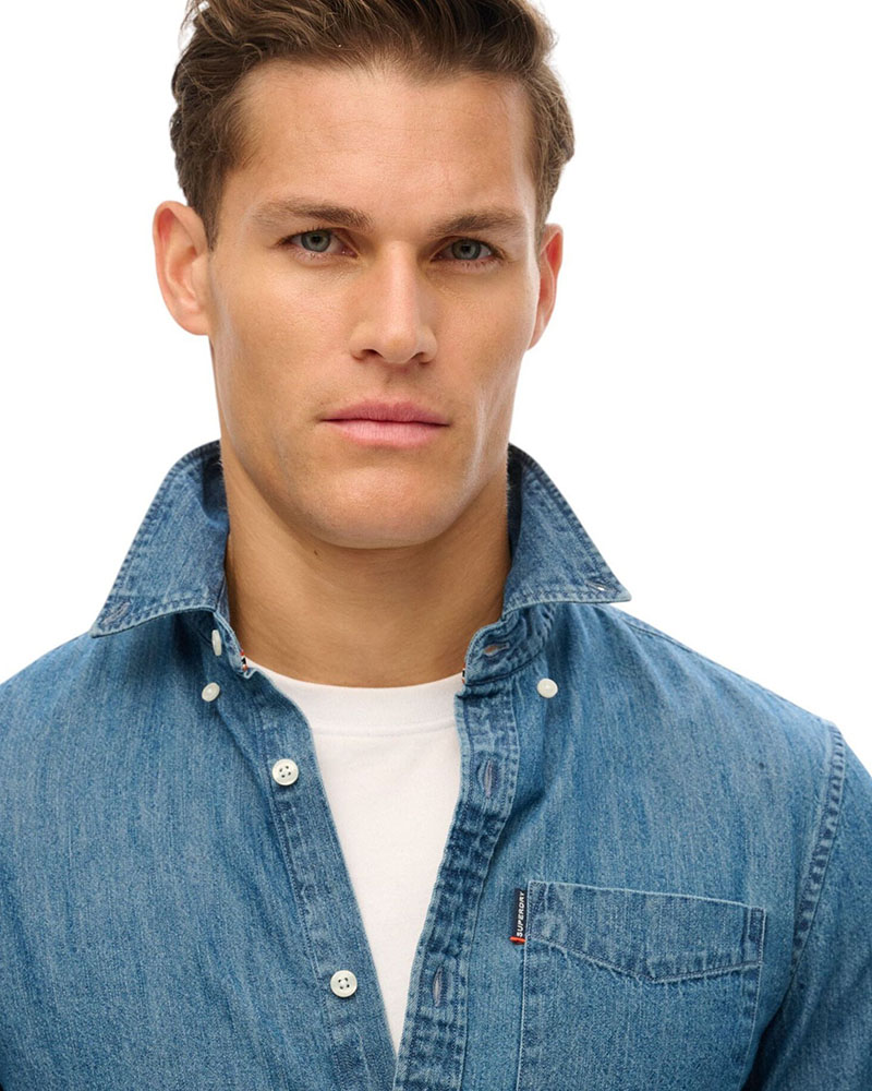 SUPERDRY D1 STUD ESSENTIALS L/S DENIM SHIRT ΠΟΥΚΑΜΙΣΟ ΑΝΔΡΙΚΟ - SD0APM4010997A000000 SUPERDRY D1 STUD ESSENTIALS L/S DENIM SHIRT ΠΟΥΚΑΜΙΣΟ ΑΝΔΡΙΚΟ - SD0APM4010997A000000