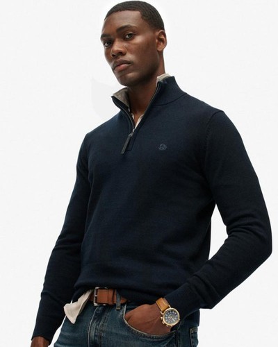 SUPERDRY & CO D1 STUD ESSENTIALS COTTON HALF ZIP ΠΛΕΚΤΟ ΑΝΔΡΙΚΟ - SD0APM6110690A000000