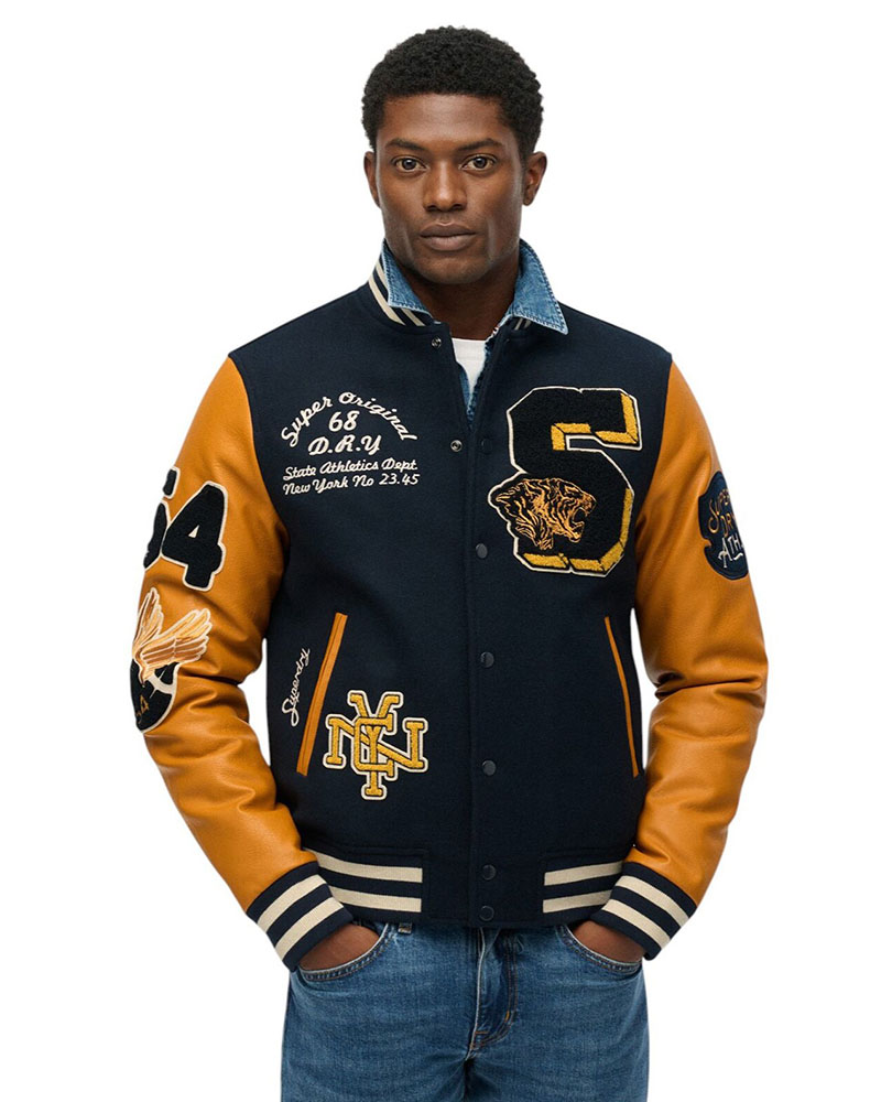 SUPERDRY & CO D1 OVIN VINTAGE PATCHED VARSITY JKT ΜΠΟΥΦΑΝ ΑΝΔΡΙΚΟ - SD0APM5012183A000000 SUPERDRY & CO D1 OVIN VINTAGE PATCHED VARSITY JKT ΜΠΟΥΦΑΝ ΑΝΔΡΙΚΟ - SD0APM5012183A000000