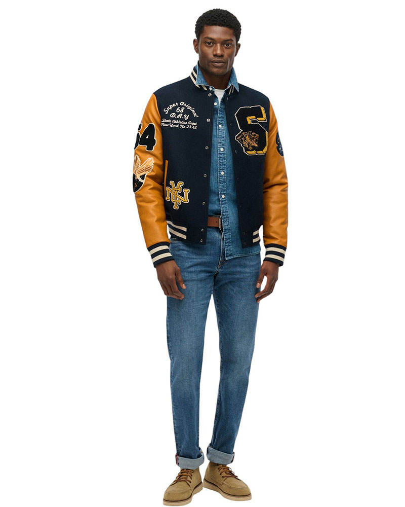 SUPERDRY & CO D1 OVIN VINTAGE PATCHED VARSITY JKT ΜΠΟΥΦΑΝ ΑΝΔΡΙΚΟ - SD0APM5012183A000000 SUPERDRY & CO D1 OVIN VINTAGE PATCHED VARSITY JKT ΜΠΟΥΦΑΝ ΑΝΔΡΙΚΟ - SD0APM5012183A000000