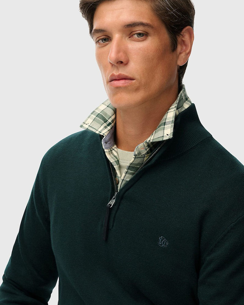 SUPERDRY & CO D1 STUD ESSENTIALS COTTON HALF ZIP ΠΛΕΚΤΟ ΑΝΔΡΙΚΟ - SD0APM6110690A000000