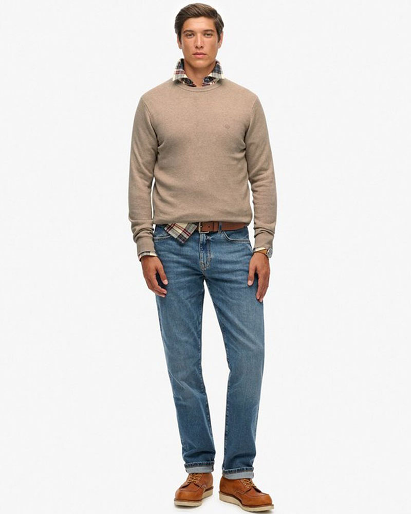 SUPERDRY & CO D1 STUD ESSENTIALS COTTON JUMPER ΠΛΕΚΤΟ ΑΝΔΡΙΚΟ - SD0APM6110691A000000