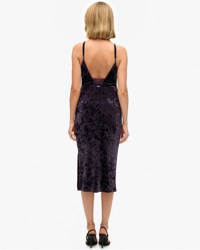 SUPERDRY & CO D3 STUD LACE BACK VELVET MIDI DRESS ΦΟΡΕΜΑ ΓΥΝΑΙΚΕΙΟ - SD0APW8011985A000000