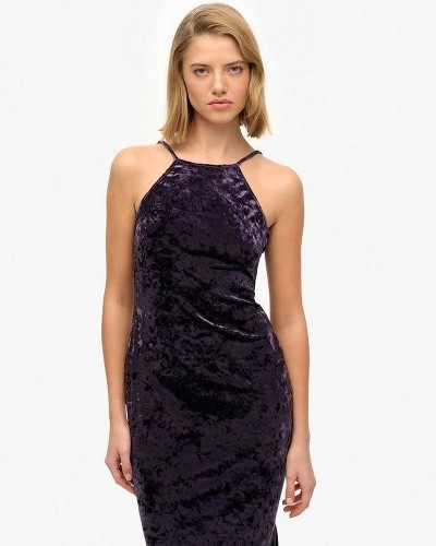 SUPERDRY & CO D3 STUD LACE BACK VELVET MIDI DRESS ΦΟΡΕΜΑ ΓΥΝΑΙΚΕΙΟ - SD0APW8011985A000000