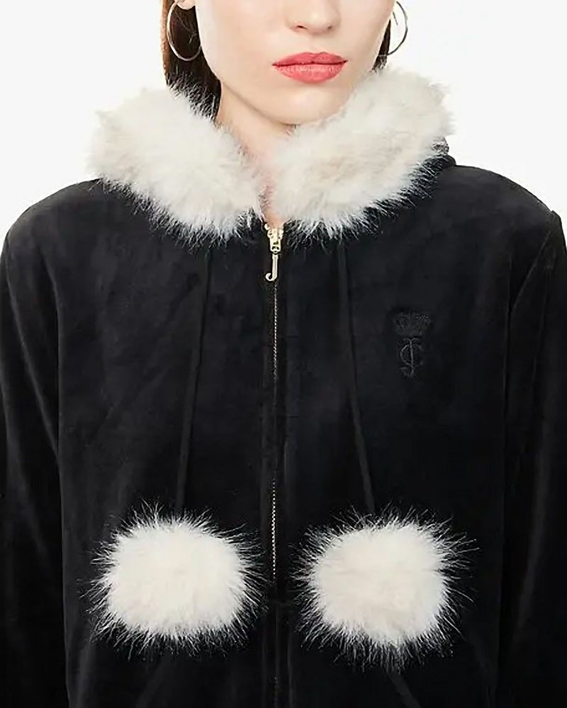 JUICY BRIT FUR TRIM HOODIE - JCGAS225007-101