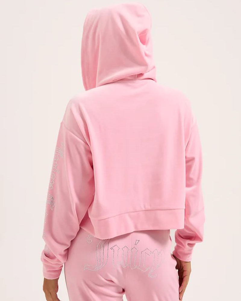 JUICY ICCLE DIAMANTE OVERSIZED CROPPED HOODIE - JCWAS225310-105 JUICY ICCLE DIAMANTE OVERSIZED CROPPED HOODIE - JCWAS225310-105