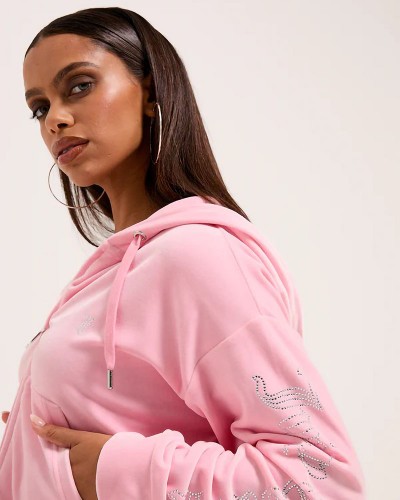JUICY ICCLE DIAMANTE OVERSIZED CROPPED HOODIE - JCWAS225310-105 JUICY ICCLE DIAMANTE OVERSIZED CROPPED HOODIE - JCWAS225310-105