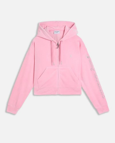 JUICY ICCLE DIAMANTE OVERSIZED CROPPED HOODIE - JCWAS225310-105 JUICY ICCLE DIAMANTE OVERSIZED CROPPED HOODIE - JCWAS225310-105