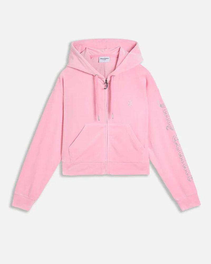 JUICY ICCLE DIAMANTE OVERSIZED CROPPED HOODIE - JCWAS225310-105 JUICY ICCLE DIAMANTE OVERSIZED CROPPED HOODIE - JCWAS225310-105