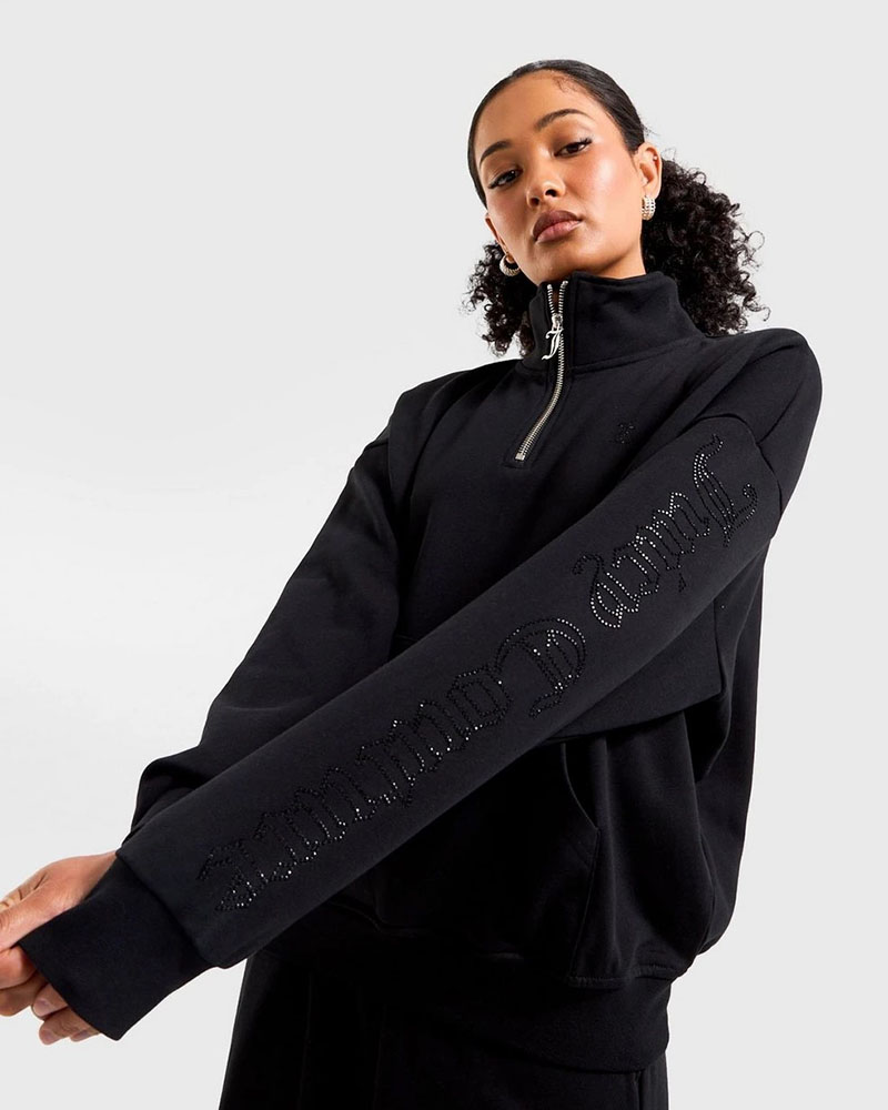 JUICY ICCLE FLEECE DIAMANTE OVERSIZED CROPPED HOODIE - JCWAS225319-101 JUICY ICCLE FLEECE DIAMANTE OVERSIZED CROPPED HOODIE - JCWAS225319-101