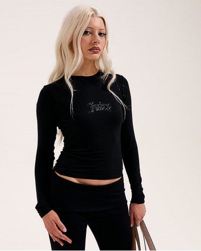 JUICY SLUB KNIT LS RINGER T-SHIRT - JCWCT225312-101 JUICY SLUB KNIT LS RINGER T-SHIRT - JCWCT225312-101