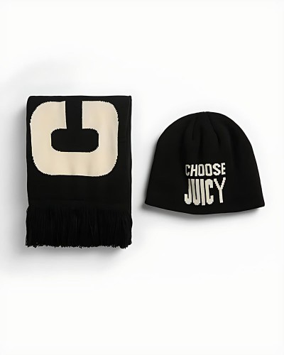 JUICY CHOOSE JUICY KNITTED SCARF / BEANIE SET - JCAWH225723-101 JUICY CHOOSE JUICY KNITTED SCARF / BEANIE SET - JCAWH225723-101