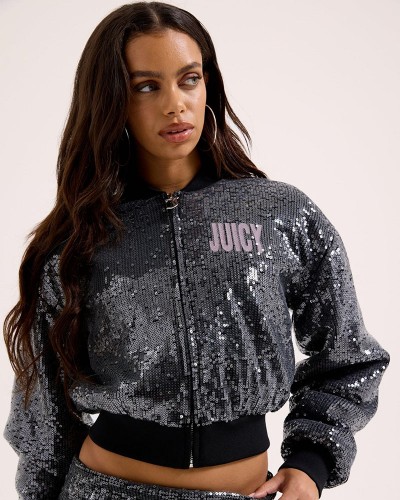 JUICY JUICY COUTURE SEQUIN CROPPED BOMBER - JCWIJ126352-101