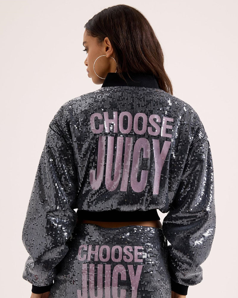JUICY JUICY COUTURE SEQUIN CROPPED BOMBER - JCWIJ126352-101