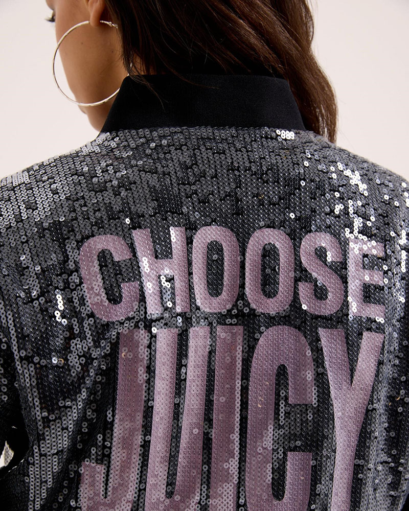 JUICY JUICY COUTURE SEQUIN CROPPED BOMBER - JCWIJ126352-101
