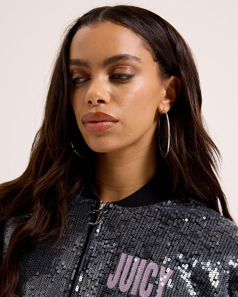 JUICY JUICY COUTURE SEQUIN CROPPED BOMBER - JCWIJ126352-101