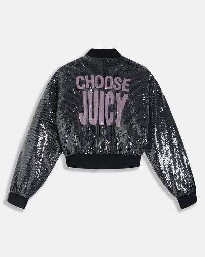 JUICY JUICY COUTURE SEQUIN CROPPED BOMBER - JCWIJ126352-101
