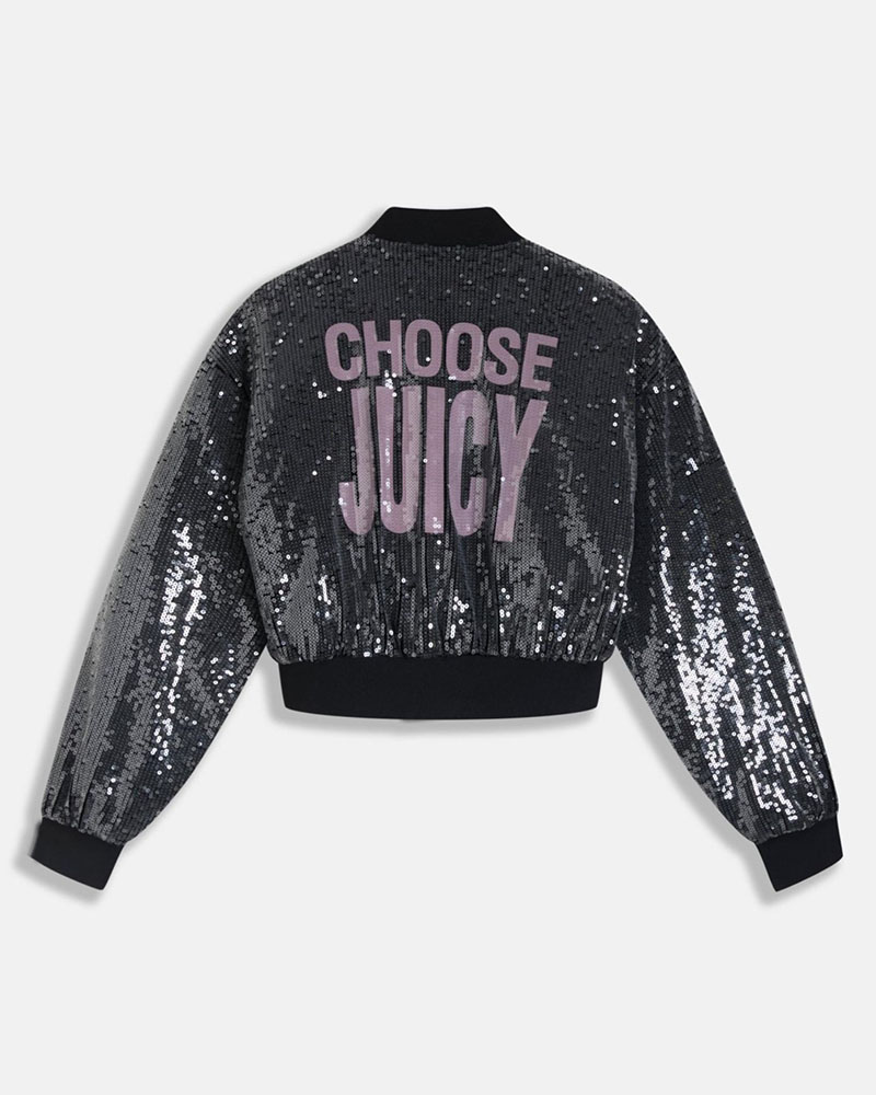 JUICY JUICY COUTURE SEQUIN CROPPED BOMBER - JCWIJ126352-101