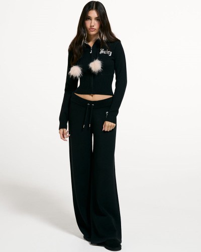 JUICY KNIT JUICY DIAMANTE HOODIE WITH FUR TRIM - JCWAS226309-101