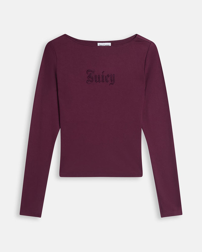 JUICY MIA BOAT NECK LONG SLEEVE T-SHIRT - JCWCT226329-755