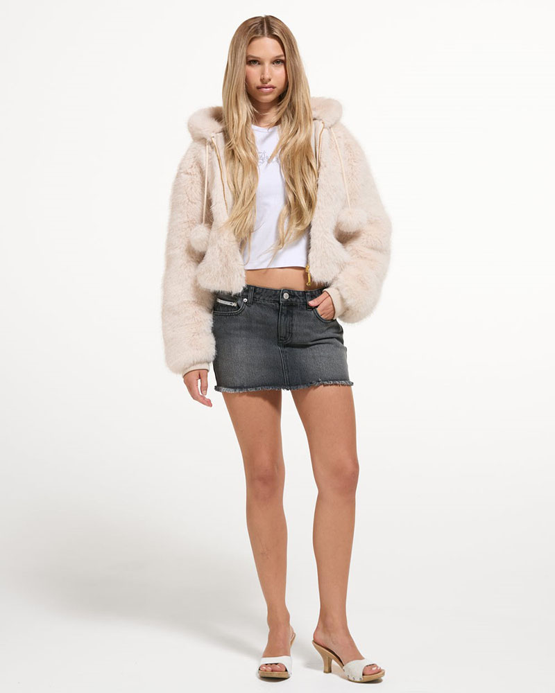 JUICY HADI FUR HOODED JACKET - JCXIJ126509-904