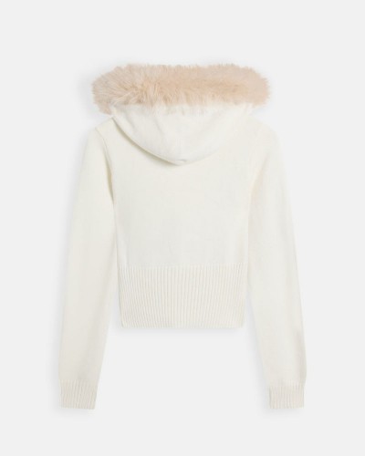 JUICY KNIT JUICY DIAMANTE HOODIE WITH FUR TRIM - JCWAS226309-181