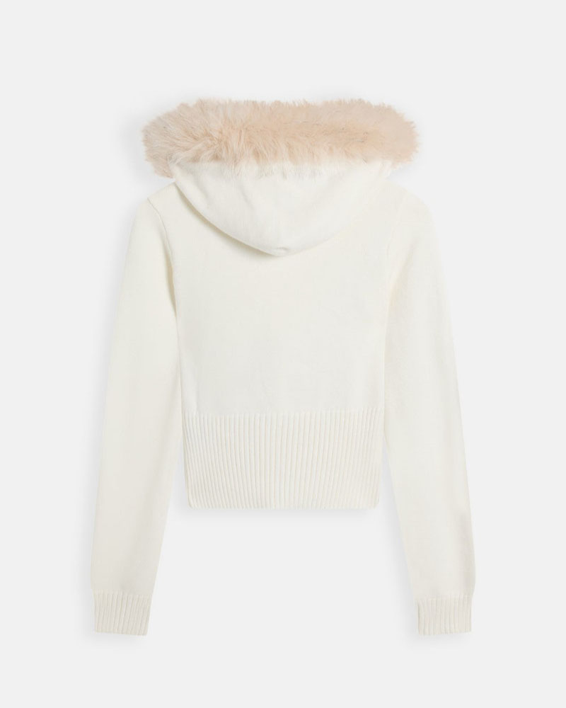 JUICY KNIT JUICY DIAMANTE HOODIE WITH FUR TRIM - JCWAS226309-181
