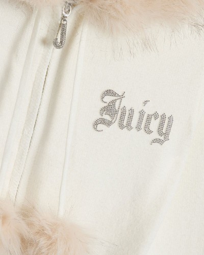 JUICY KNIT JUICY DIAMANTE HOODIE WITH FUR TRIM - JCWAS226309-181