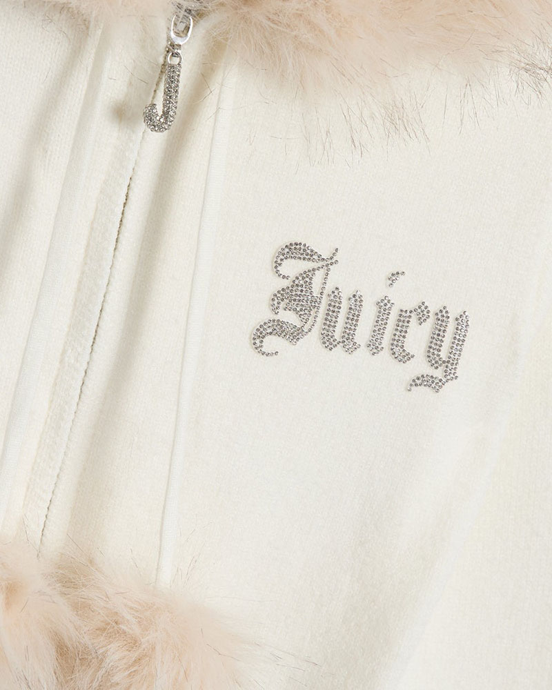 JUICY KNIT JUICY DIAMANTE HOODIE WITH FUR TRIM - JCWAS226309-181