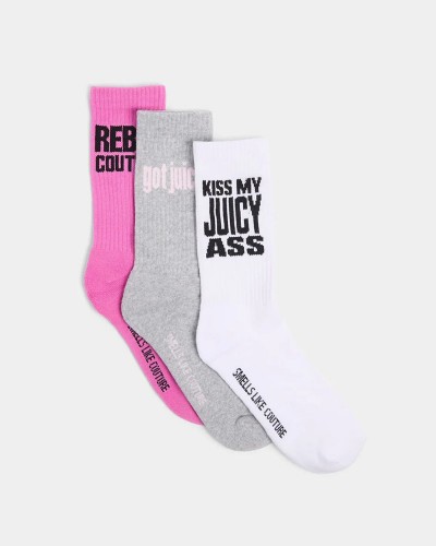 JUICY 3 PACK SLOGAN SOCKS - JCAXS126717-886
