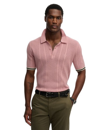 SUPERDRY & CO D2 STUD KNITTED TEXTURE S/S POLO ΜΠΛΟΥΖΑ ΑΝΔΡΙΚΟ - SD0APM1110458A000000