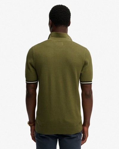SUPERDRY & CO D2 STUD KNITTED TEXTURE S/S POLO ΜΠΛΟΥΖΑ ΑΝΔΡΙΚΟ - SD0APM1110458A000000