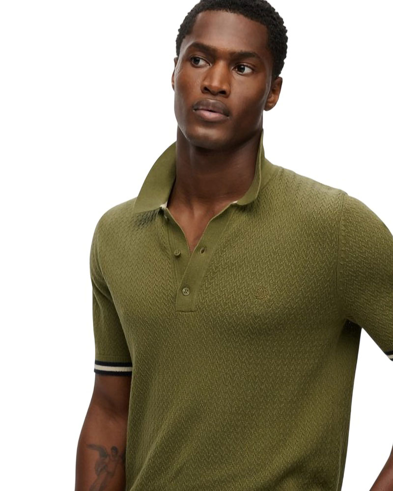 SUPERDRY & CO D2 STUD KNITTED TEXTURE S/S POLO ΜΠΛΟΥΖΑ ΑΝΔΡΙΚΟ - SD0APM1110458A000000