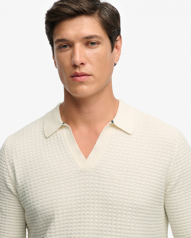 SUPERDRY & CO D2 STUD JOHNNY COLLAR KNITTED POLO ΜΠΛΟΥΖΑ ΑΝΔΡΙΚΟ - SD0APM1110459A000000