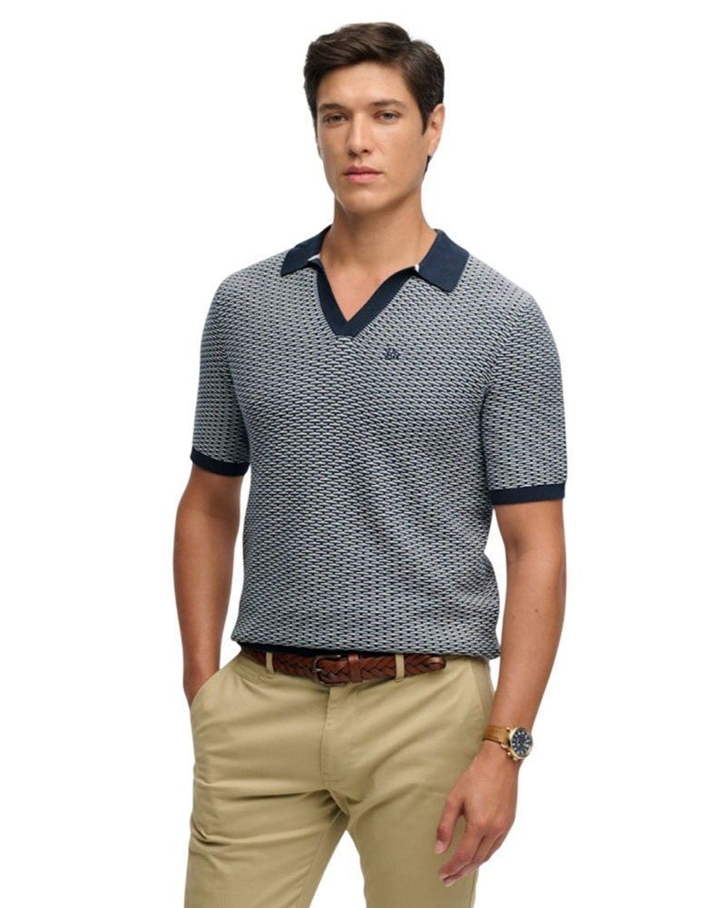 SUPERDRY & CO D2 STUD JOHNNY COLLAR KNITTED POLO ΜΠΛΟΥΖΑ ΑΝΔΡΙΚΟ - SD0APM1110459A000000