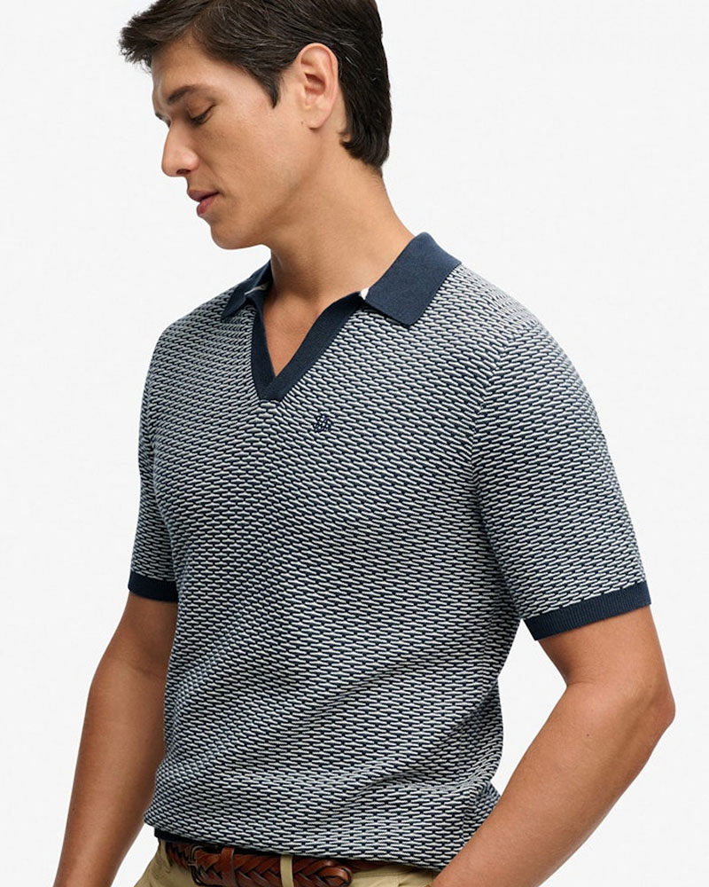 SUPERDRY & CO D2 STUD JOHNNY COLLAR KNITTED POLO ΜΠΛΟΥΖΑ ΑΝΔΡΙΚΟ - SD0APM1110459A000000